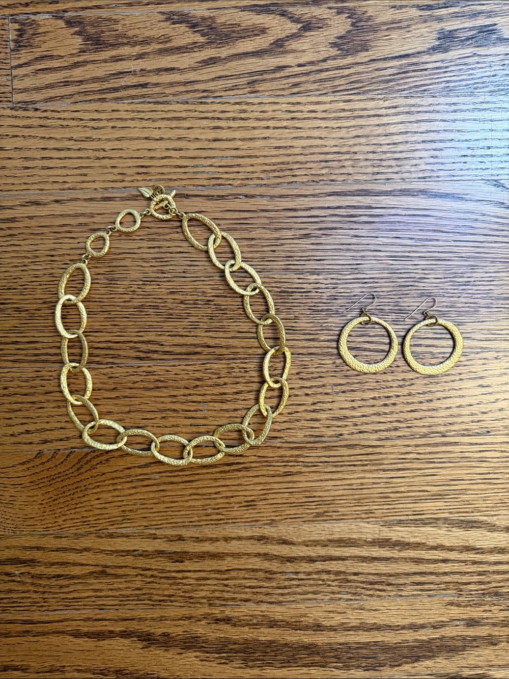 Barbara Boz 18k Gold Plated Link Necklace & Hoop Earrings Set - New!